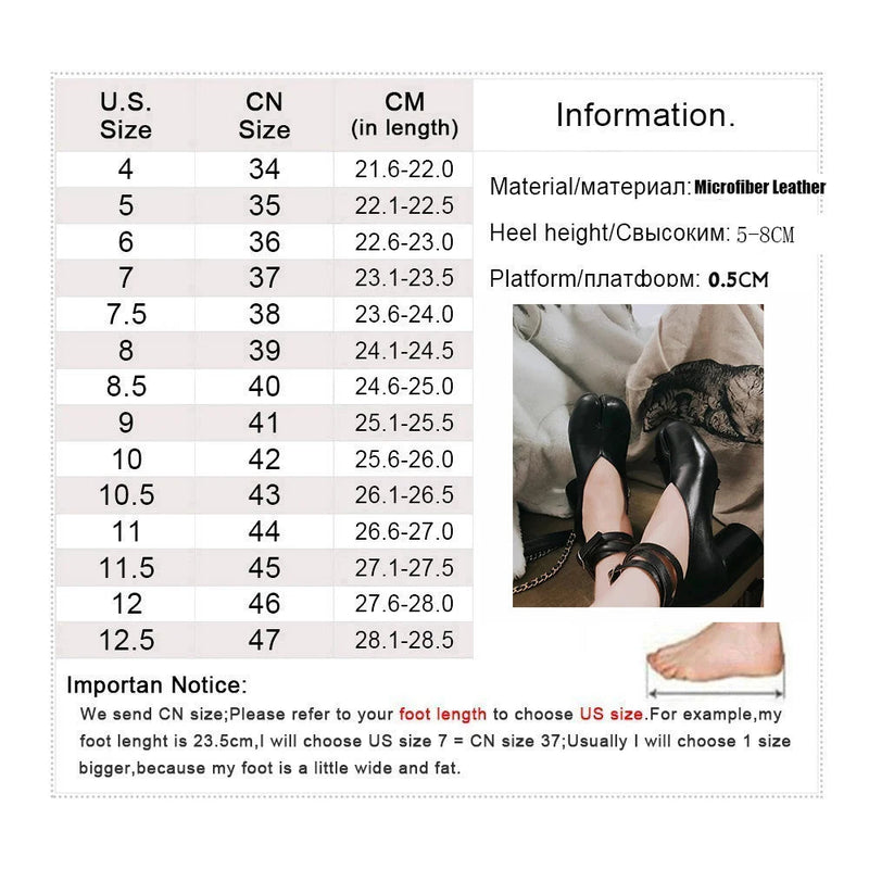 New Spring Split Toe Pumps Chunky Round Ankle Strap Buckle High Heels Red Leather Brand Design Winter Shoes