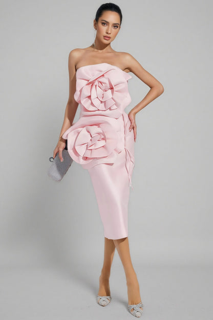 Molia Pink Strapless Midi Dress