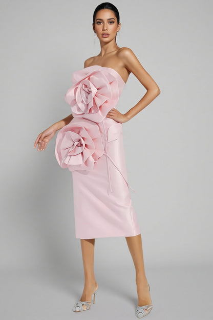 Molia Pink Strapless Midi Dress