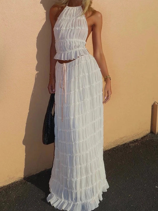 Dressbetty - Summer Beach Sleeveless Backless Tank Skirt