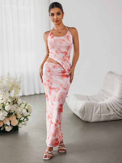 Halter Embellished Top&bodycon Skirt