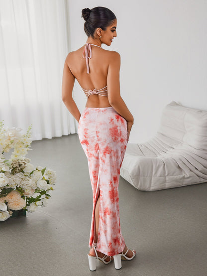 Halter Embellished Top&bodycon Skirt