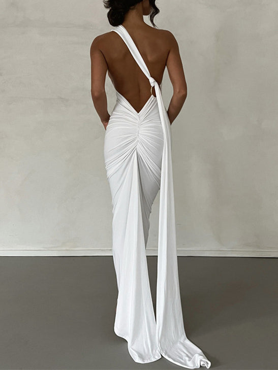 Halter Lace-up Backless Maxi Dress