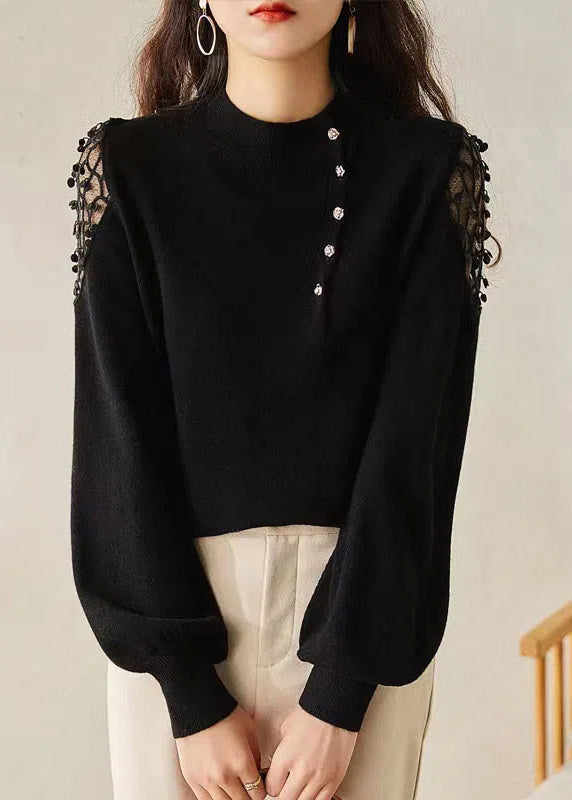 New Apricot O Neck Hollow Out Knit Sweaters Winter Wx014