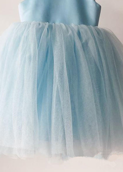 Handmade Baby Blue Nail Bead Backless Tulle Long Dress Sleeveless Ys015