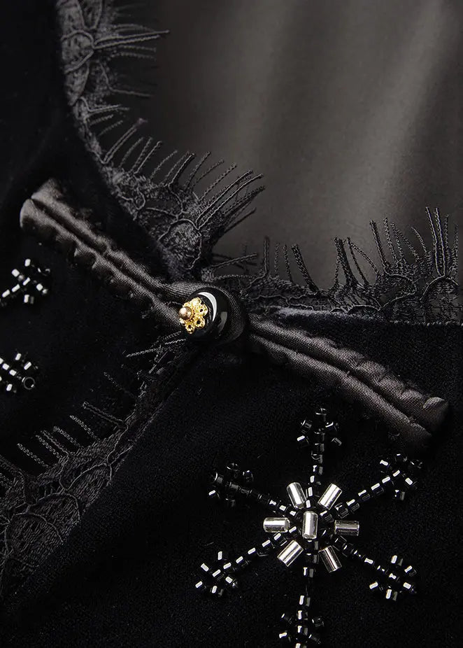 Bead Lace Silk Velour Shirt Waistcoat Sleeveless