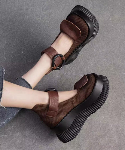 Handmade Black Platform Splicing Buckle Strap Loafer Shoes Sl1011