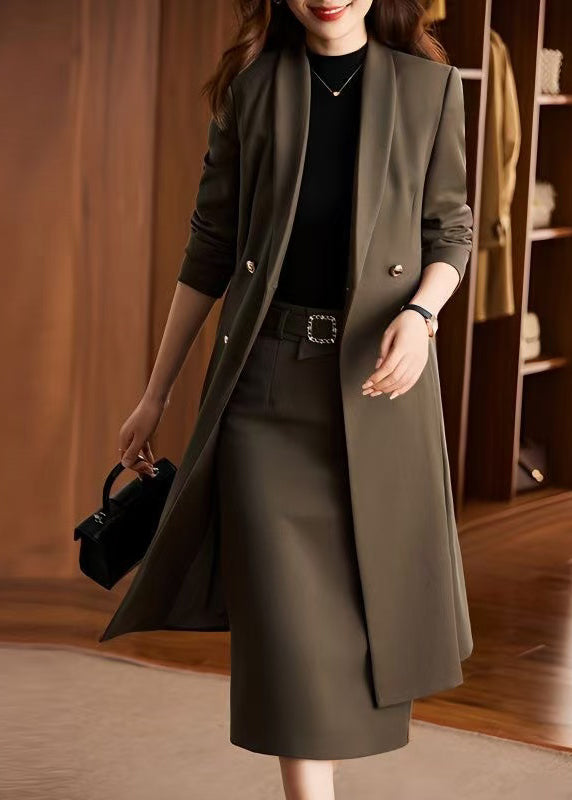 Handmade Brown Double Breast Cotton Trench Coats Spring Yj027