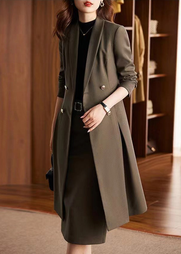 Handmade Brown Double Breast Cotton Trench Coats Spring Yj027