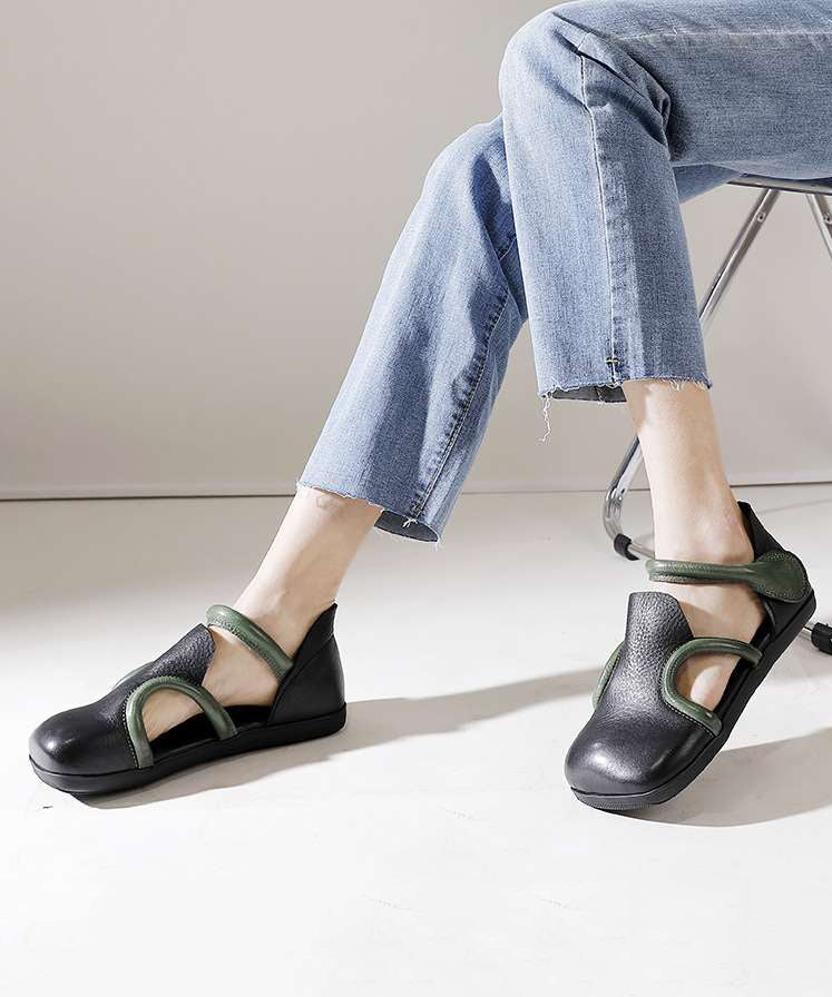 Handmade Brown Platform Splicing Buckle Strap Flats Shoes Sl1016