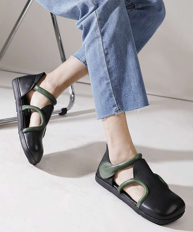 Handmade Brown Platform Splicing Buckle Strap Flats Shoes Sl1016