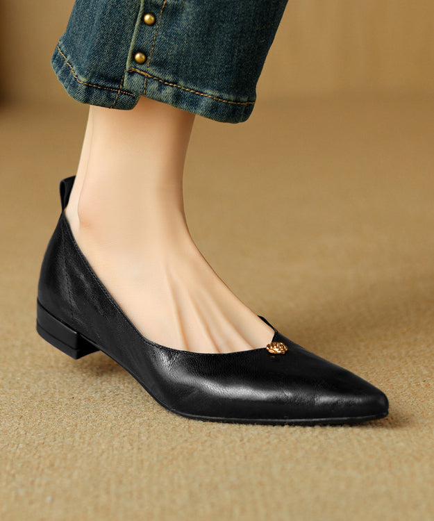 Handmade Brown Sheepskin Flat Feet Shoes Pointed Toe Ap1012