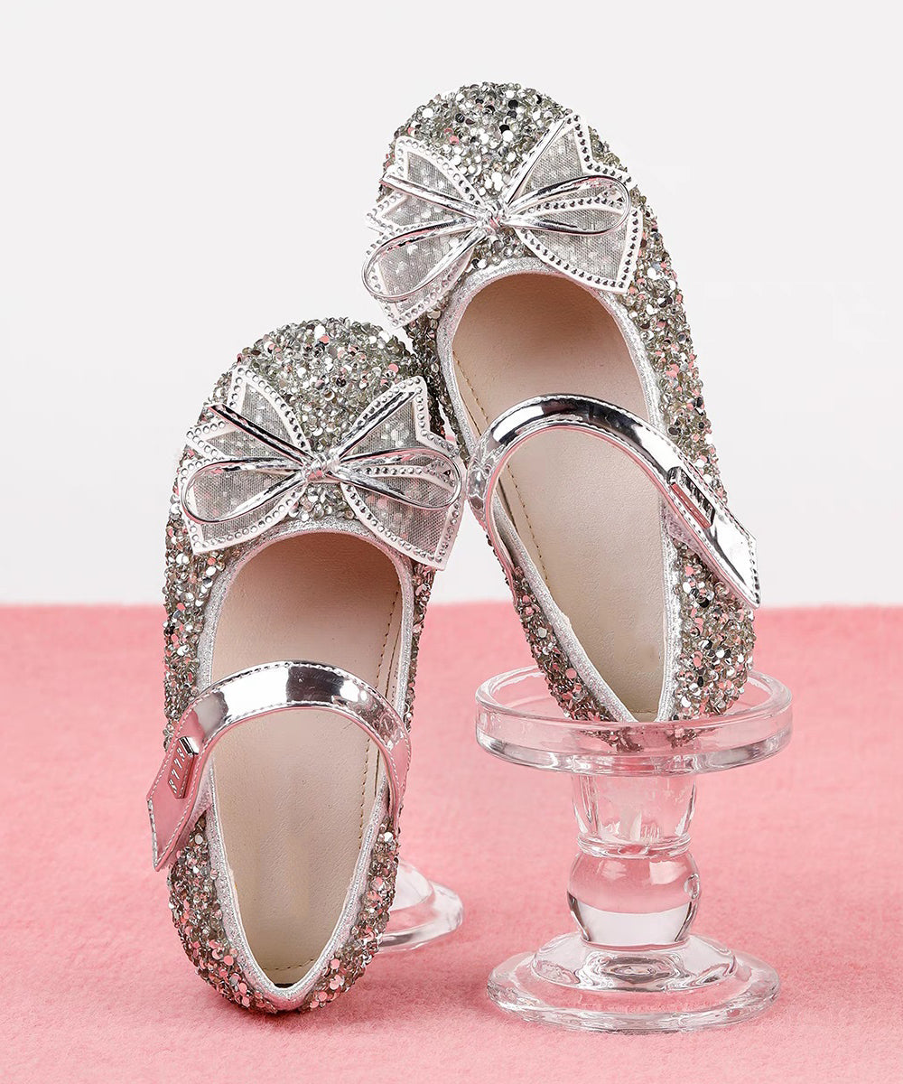 Shoes Champagne Buckle Bow Flat Handmade Strap Zircon