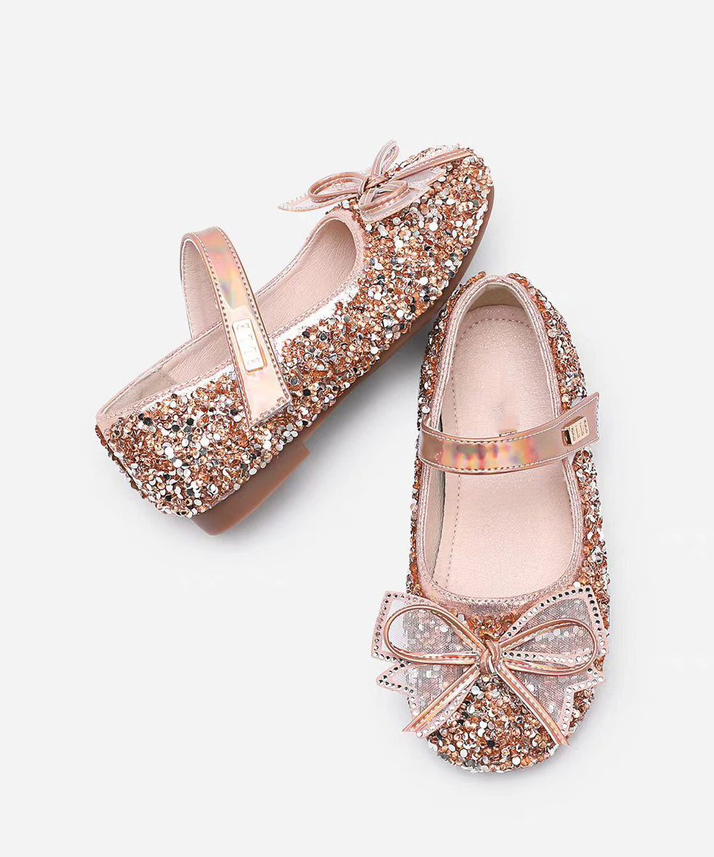 Shoes Champagne Buckle Bow Flat Handmade Strap Zircon