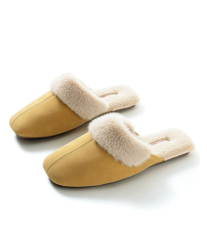 Handmade Comfy Pink Fuzzy Wool Lined Slippers Shoes Rx017