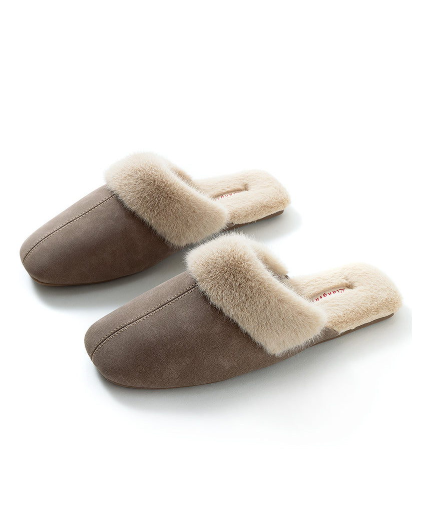 Handmade Comfy Pink Fuzzy Wool Lined Slippers Shoes Rx017