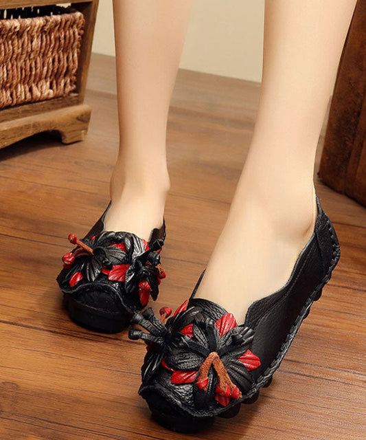 Handmade Cowhide Leather Flat Shoes for Splicing Flat Feet Shoes Ly0181