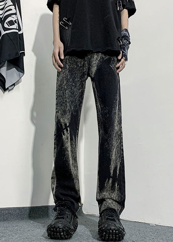Handmade Denim Blue Tie Dye High Waist Pants Sa002