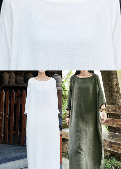 Handmade Green Patchwork Cozy Long Dress Spring Ly1953