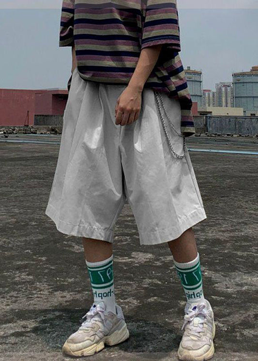 Handmade Grey Chain Linked Elastic Waist Wide Leg Pants Yt025