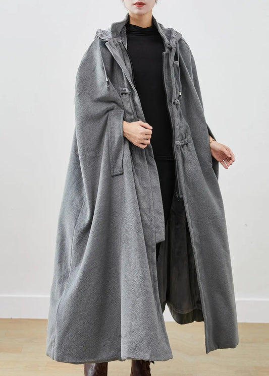 Oversized Lengthen Fleece Hooded Coat Cloak Sleeves