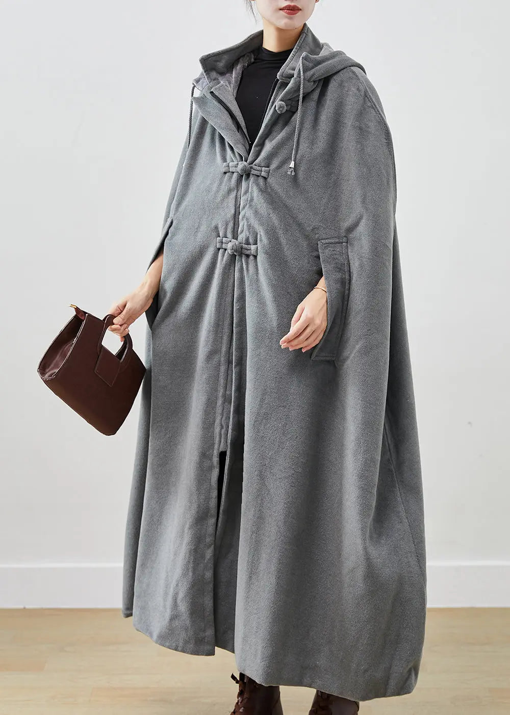 Oversized Lengthen Fleece Hooded Coat Cloak Sleeves