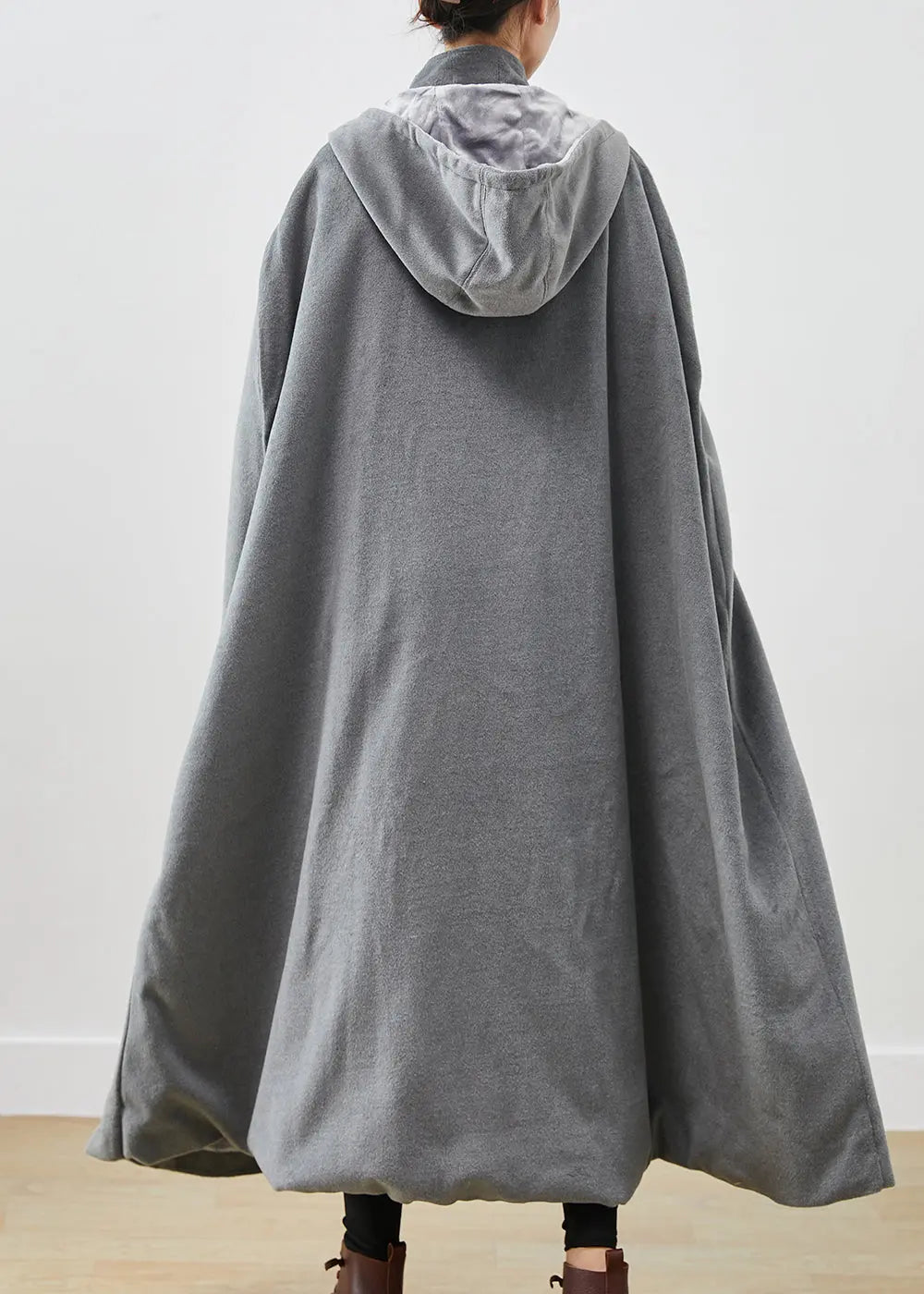 Oversized Lengthen Fleece Hooded Coat Cloak Sleeves