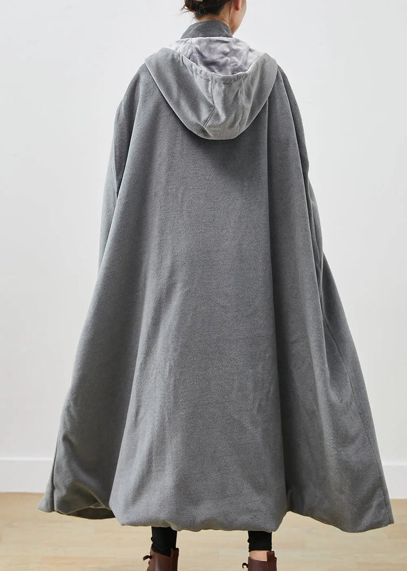 Oversized Lengthen Fleece Hooded Coat Cloak Sleeves