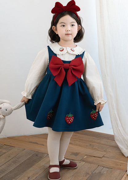 Handmade Peacock Blue Patchwork Bow Patch Maxi Dresses Sleeveles Tg012