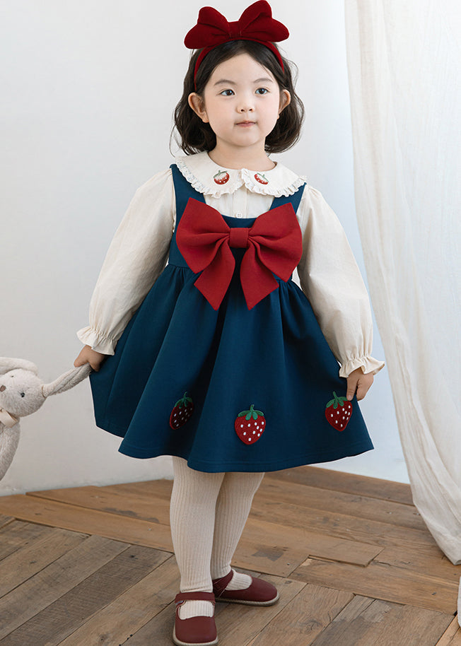 Handmade Peacock Blue Patchwork Bow Patch Maxi Dresses Sleeveles Tg012