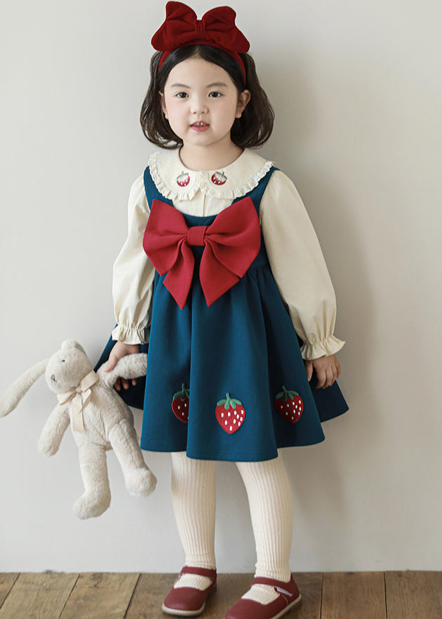 Handmade Peacock Blue Patchwork Bow Patch Maxi Dresses Sleeveles Tg012