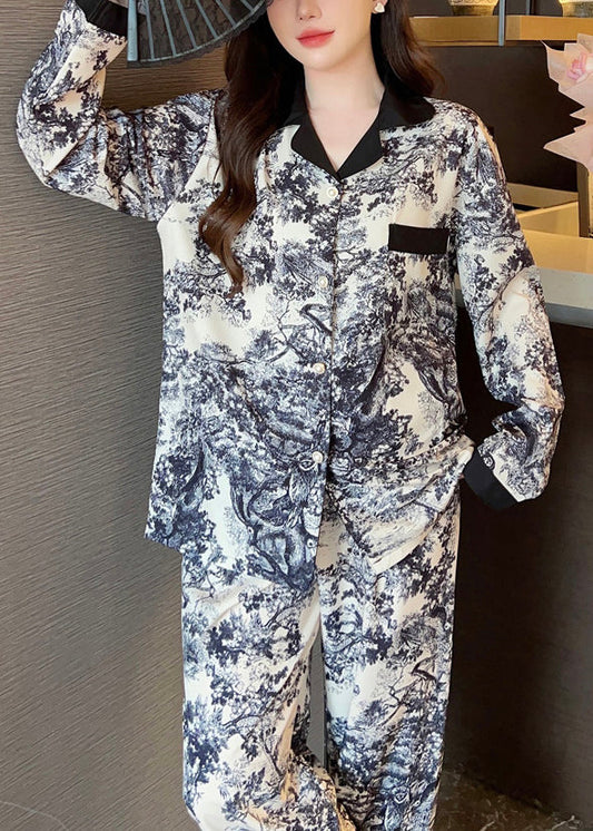 Handmade Photo Color Tie Dye Ice Silk Shirts and Pants Two Pieces Set Spring Xs1003