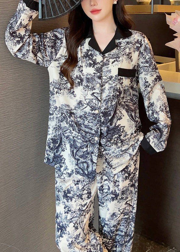 Handmade Photo Color Tie Dye Ice Silk Shirts and Pants Two Pieces Set Spring Xs1003