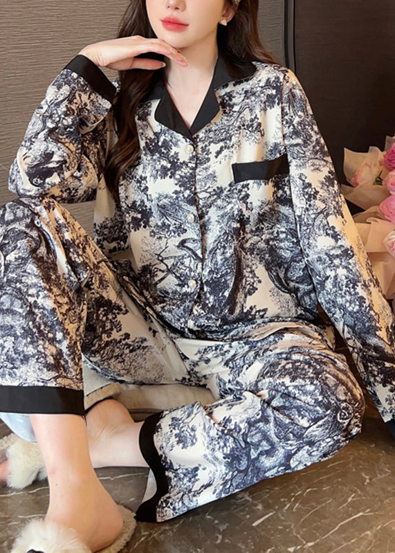 Handmade Photo Color Tie Dye Ice Silk Shirts and Pants Two Pieces Set Spring Xs1003