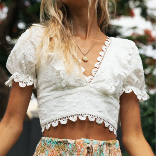 Tassel Lace Beach Blouse