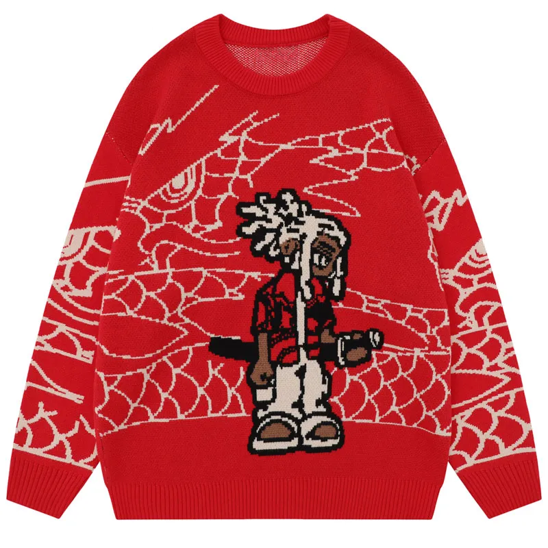 Graphic Cartoon Character Knit Sweater