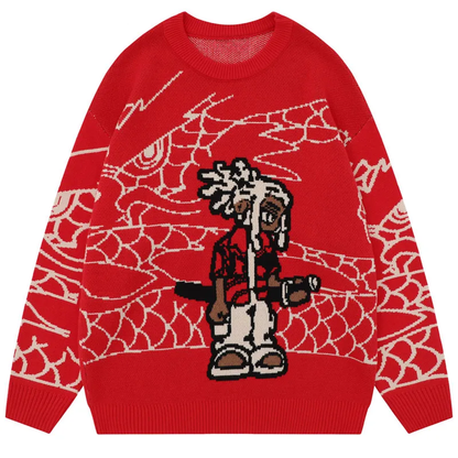 Graphic Cartoon Character Knit Sweater