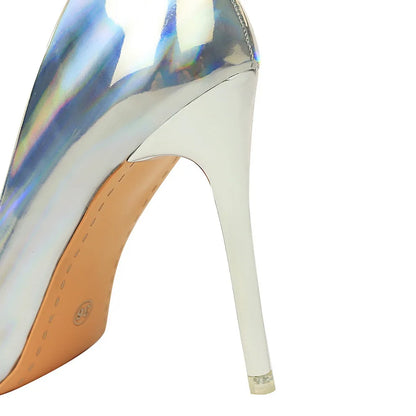 10.5cm High Heels Blue Green Valentine Pumps Glossy Stripper Stiletto Wedding Bridal Fetish Shoes 43