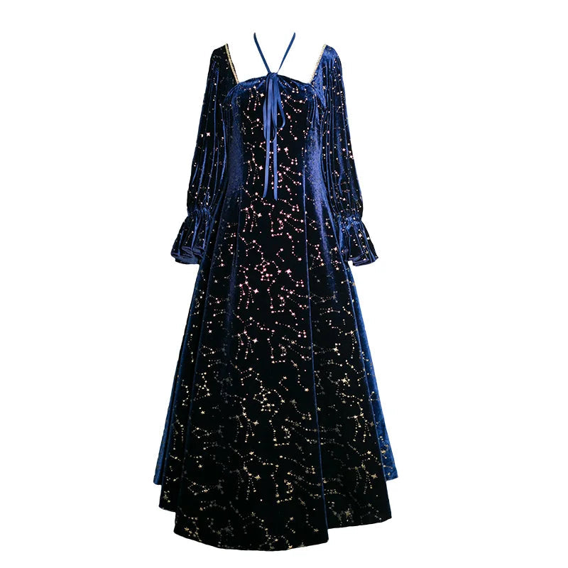 Party Dress Evening French Retro Dress Female Long Sleeve Flroal Midi Dress Korean Autumn