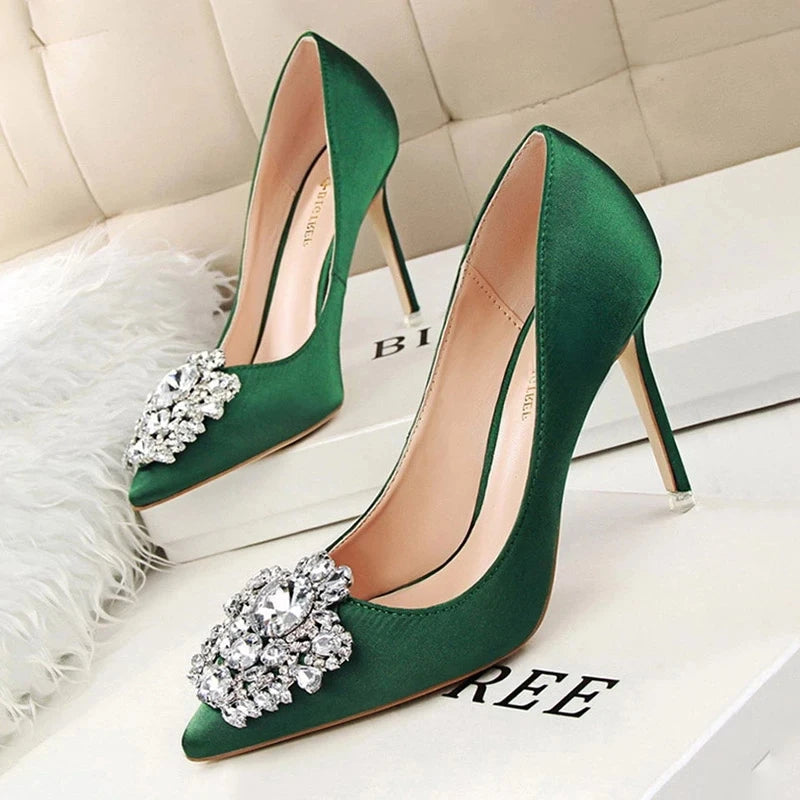 Shoes Rhinestone Pumps Stiletto Shoes High Heels Wedding Shoes Luxurious Heels Party Shoes Female