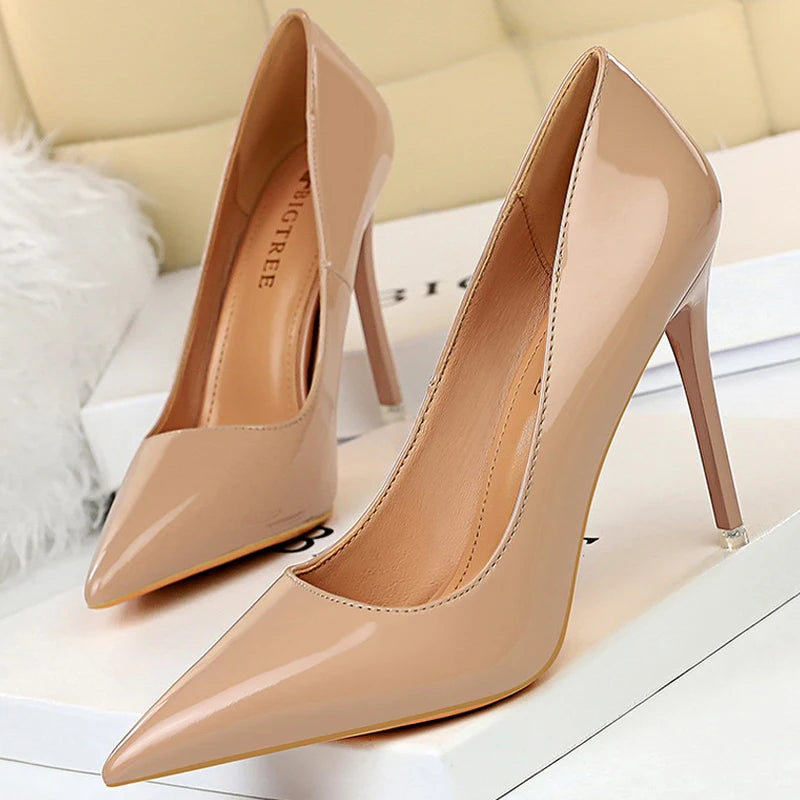 Shoes Patent Leather Shoes Woman Pumps High Heels Stiletto Heels 10.5 Cm Red Wedding Shoes Bridal Shoes Heels