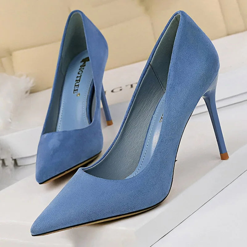 Shoes New Pumps Suede High Heels Shoes Office Shoes Stiletto Party Shoes Female Comfort Heels