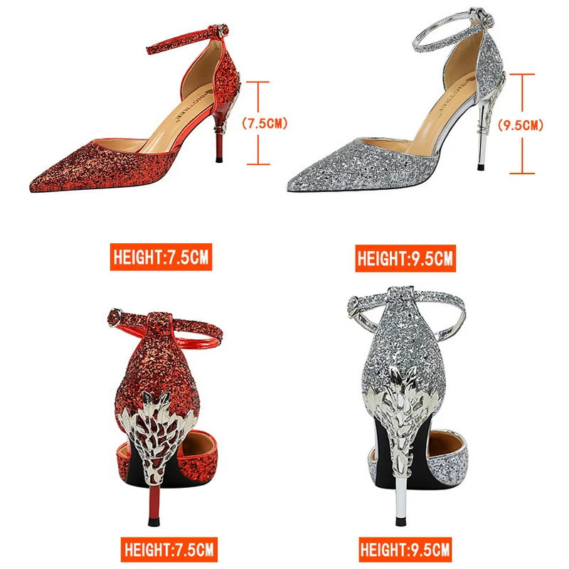 Shoes Heels New Woman Pumps Sequins High Heels Shoes Shoes Gold Sliver Stiletto Heels Sandals