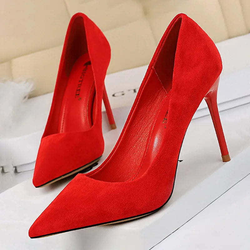 Shoes New Pumps Suede High Heels Shoes Office Shoes Stiletto Party Shoes Female Comfort Heels