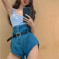 Denim Shorts With Tassel Pockets Mini Short Jeans