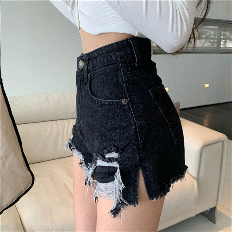 Denim Shorts With Tassel Pockets Mini Short Jeans