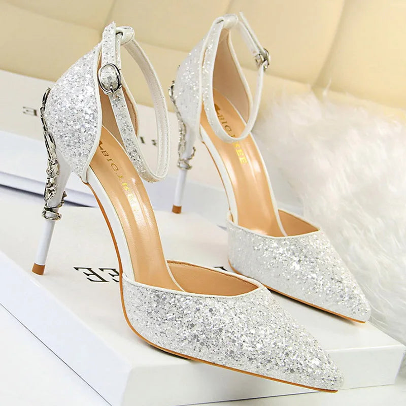 Shoes Heels New Woman Pumps Sequins High Heels Shoes Shoes Gold Sliver Stiletto Heels Sandals