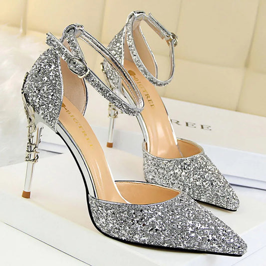 Shoes Heels New Woman Pumps Sequins High Heels Shoes Shoes Gold Sliver Stiletto Heels Sandals