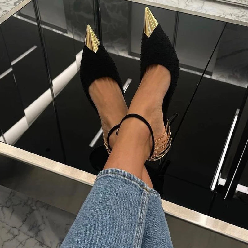 New Pointed Toe Buckle Pumps Super Stiletto High Heels Party Wedding Shoes Femmes Chaussures