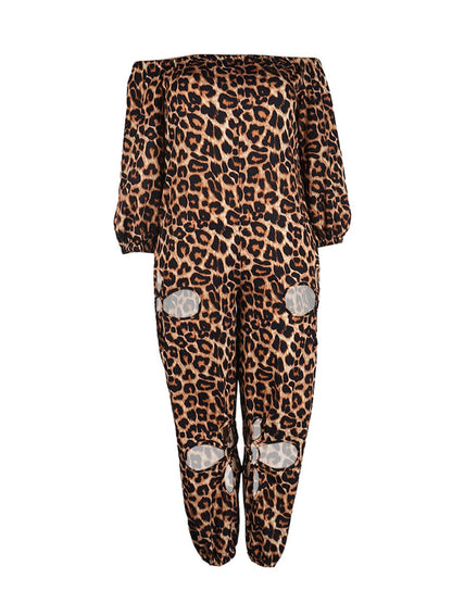 Off the Shoulder Camo Print Cut Out Jumpsuit Ar5022